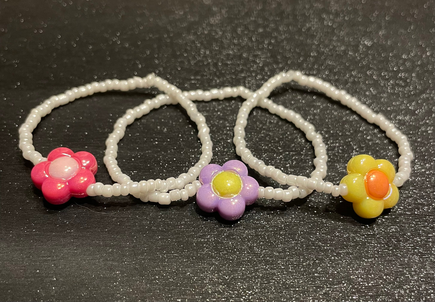 3 flower bracelets