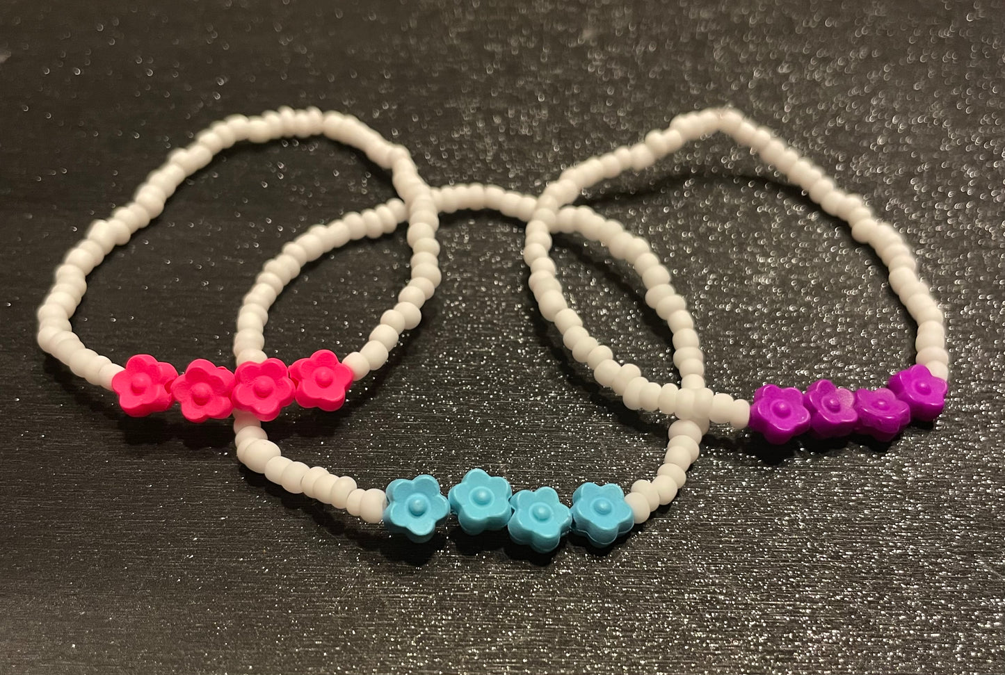 3 flower bracelets